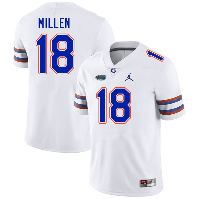 Men #18 Clay Millen Florida Gators College Football Jerseys Stitched-White